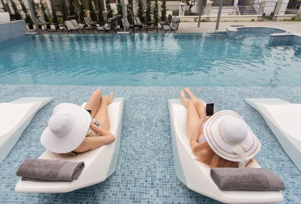 Pool women sitting